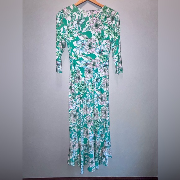 LILLY PULITZER MOANA 3/4 SLEEVE MAXI SPEARMINT BLOSSOM VIEWS SMALL - Picture 5 of 9